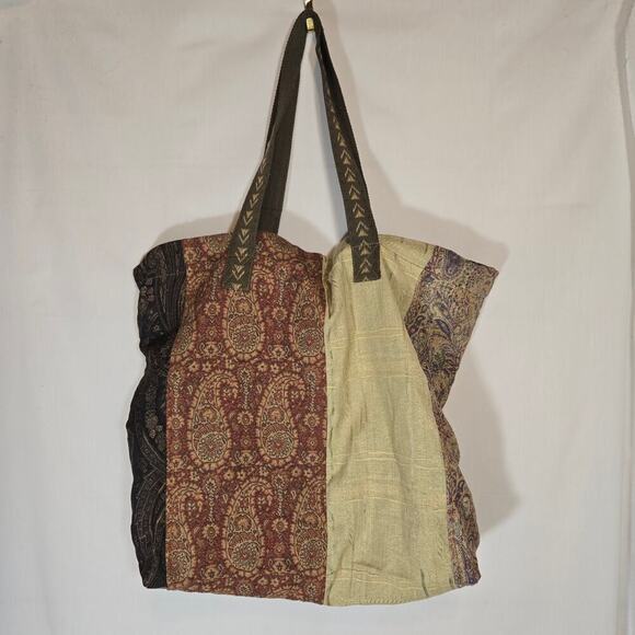 Anu Tote Paisley Boho Bag‎ Magnet Patchwork Tapestry Market Shopping Upcycled - Picture 10 of 10